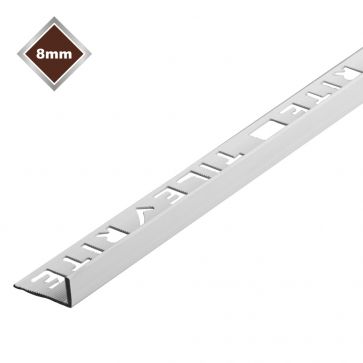 8MM WHITE  L SHAPED PVC TILE TRIM