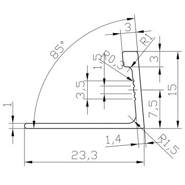 15MM L SHAPE MATT GOLD TRIM