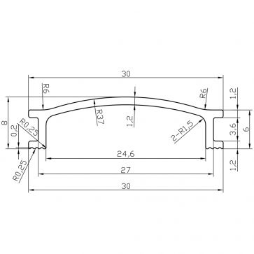 30 X 6MM SILVER BRIDGE SHAPE LISTELLO