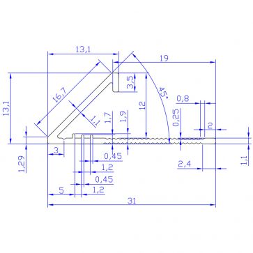 12MM SILVER TRIANGULAR TILE TRIM