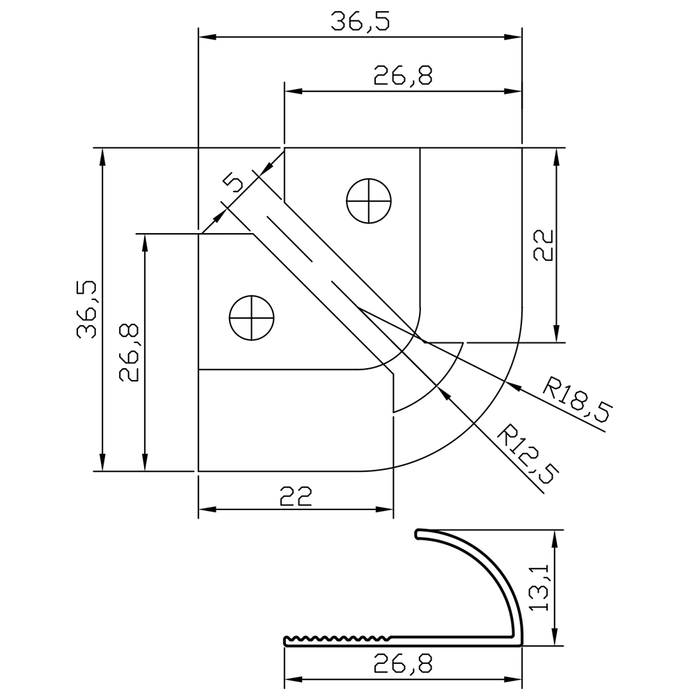 12MM MATT SILVER TRIM CORNERS